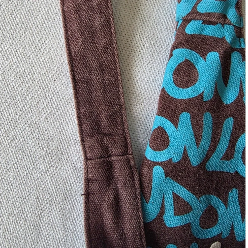 Robin Ruth Hobo London Graphics Small Bucket Bag Shoulder Purse Brown Turquoise